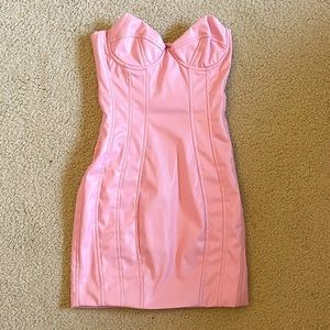 Fashion Nova Faux Leather Bustier Mini Dress Pink Sz S